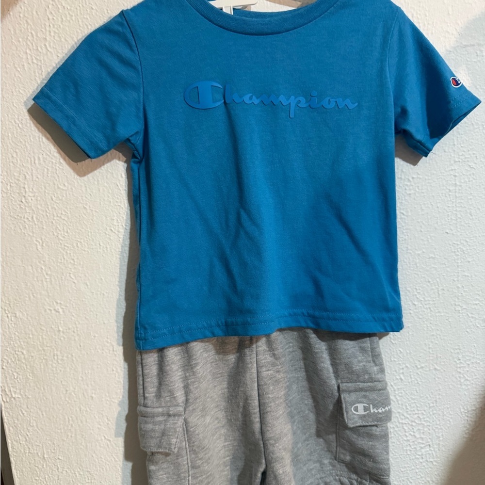 Champion Blue Tee and Gray Shorts Set